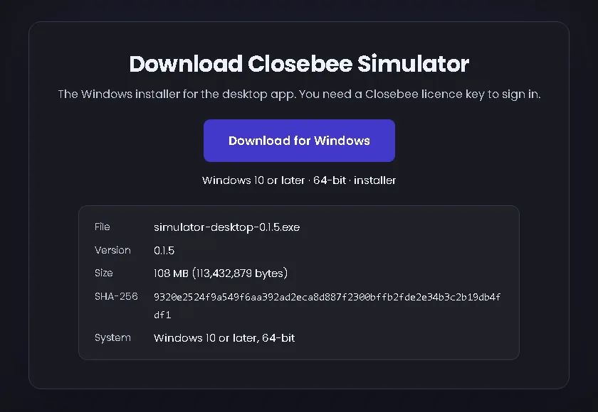 Download Closebee Simulator box