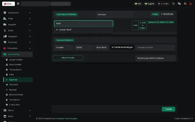 Fusion screenshot: Expenses