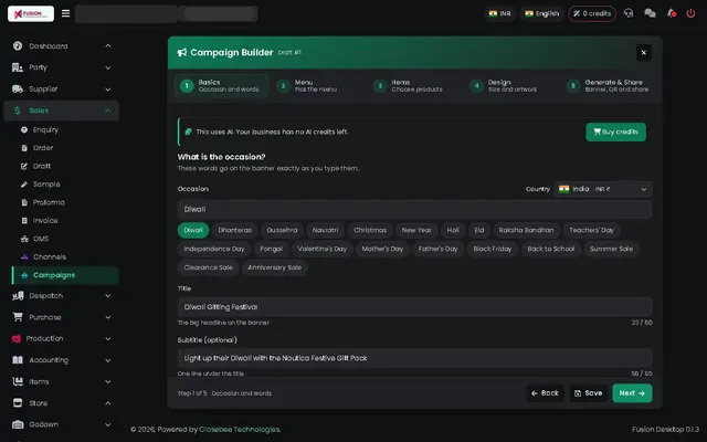 Fusion screenshot: Occasion and words