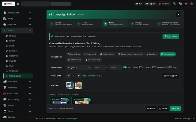 Fusion screenshot: Products on the banner