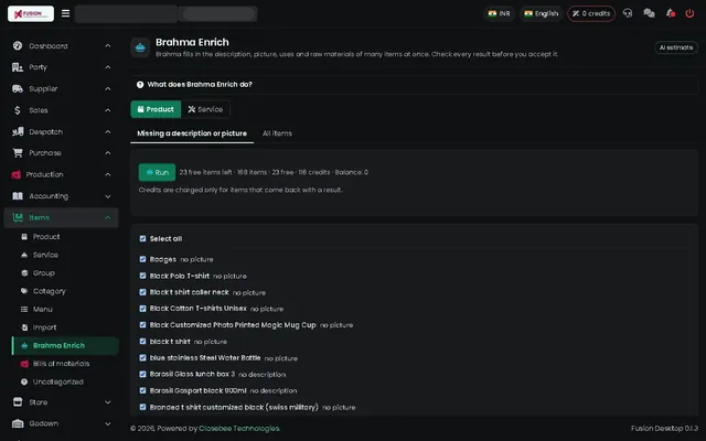 Fusion screenshot: Brahma Enrich