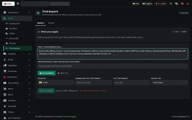 Fusion screenshot: Find buyers