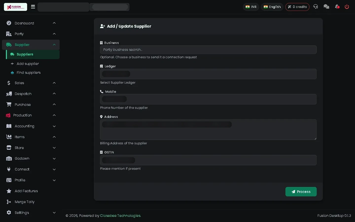 Supplier edit form