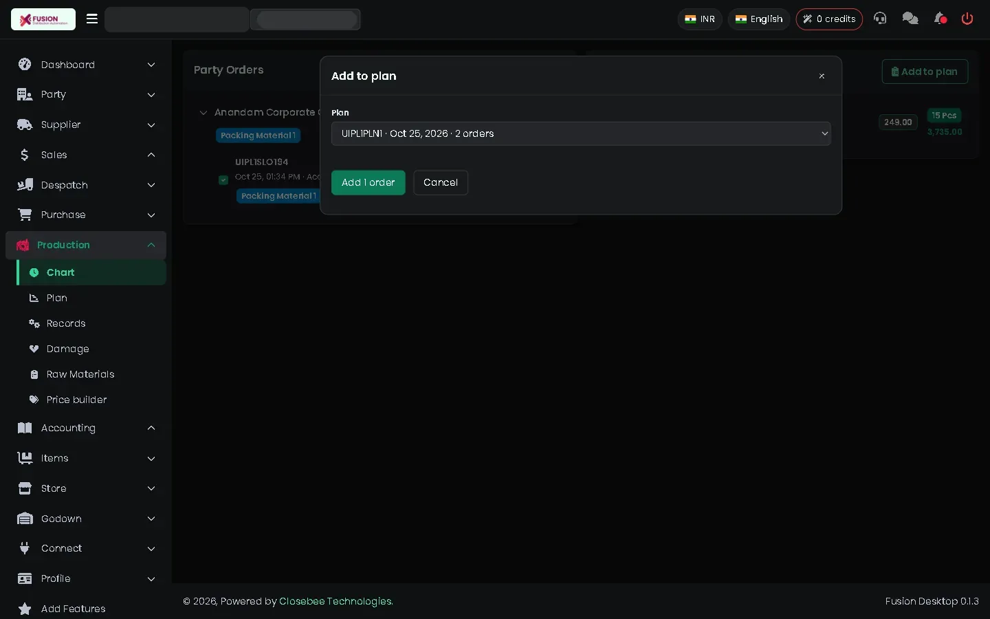 Add to plan dialog with new plan and draft plan options