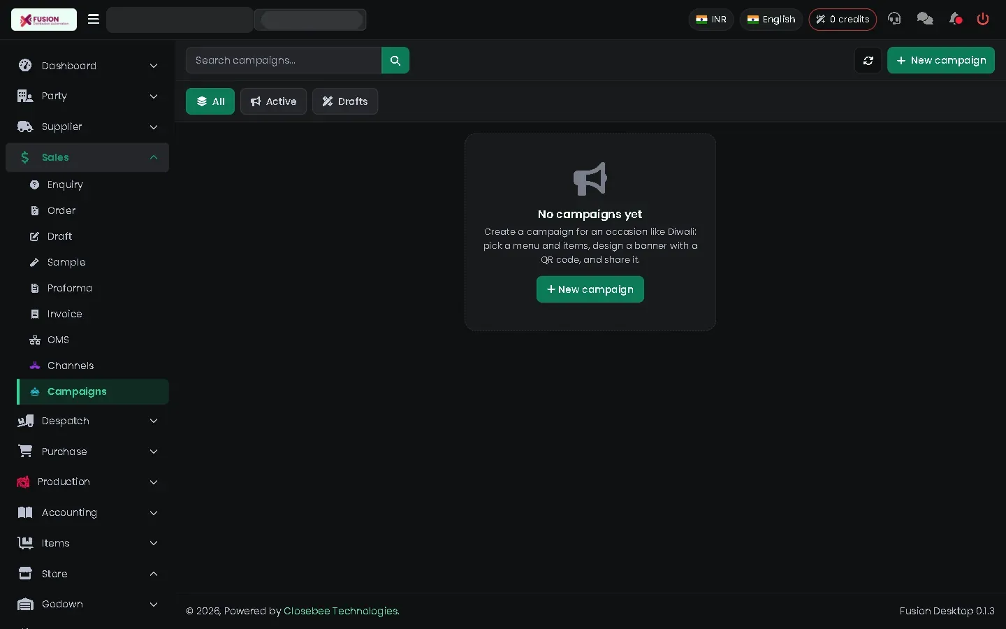 Campaign list with a New campaign button
