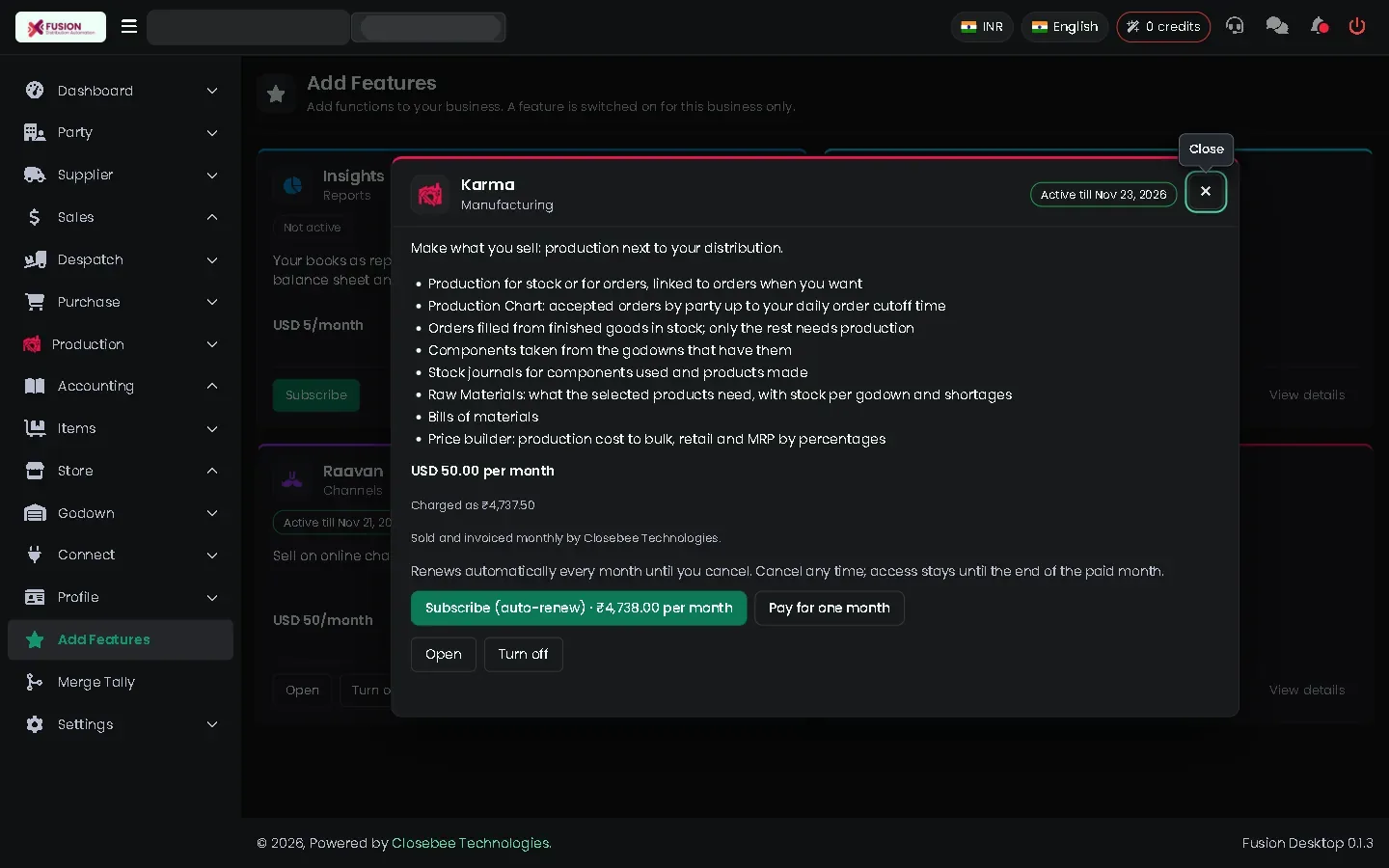 Karma feature details