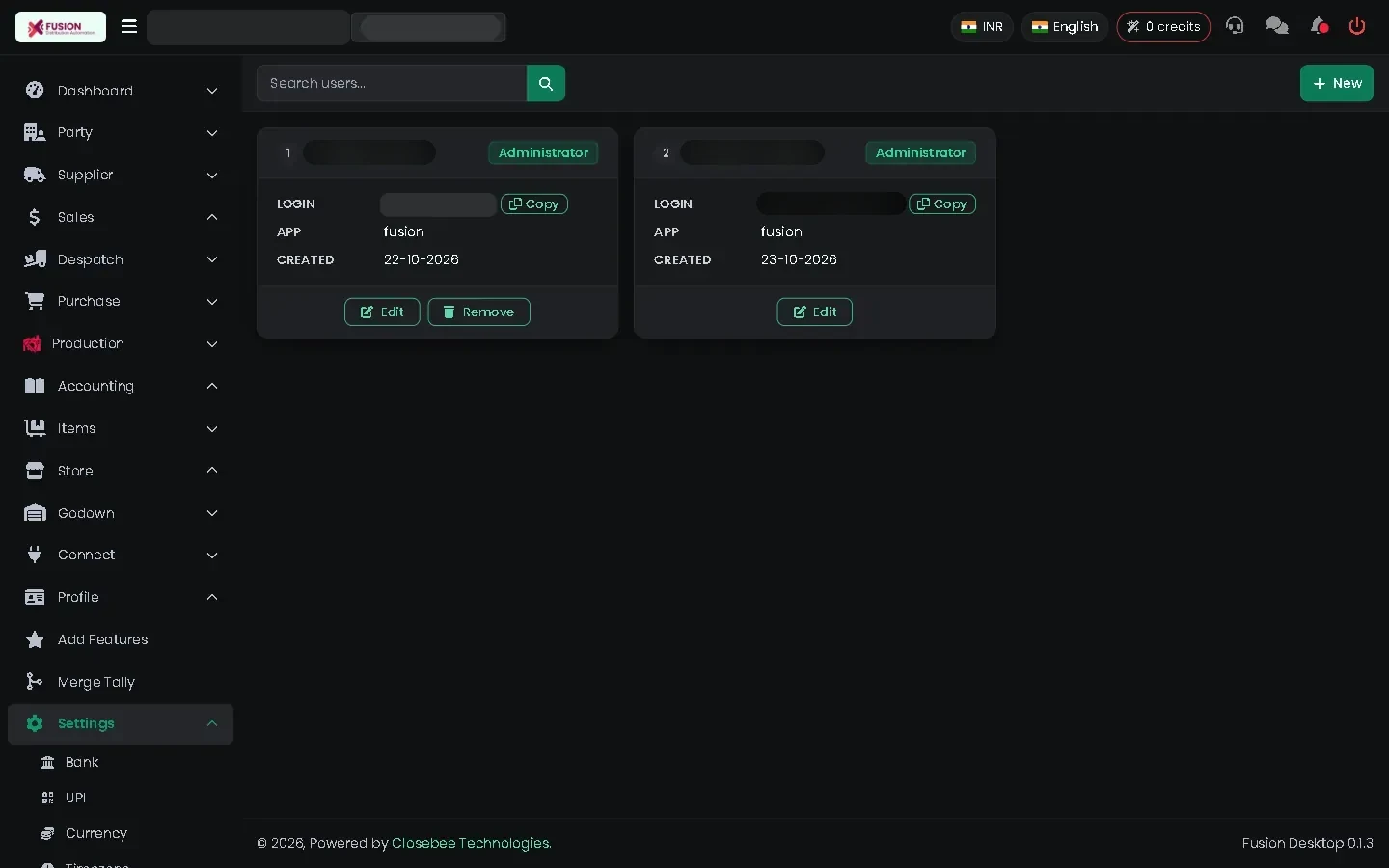 User list with roles