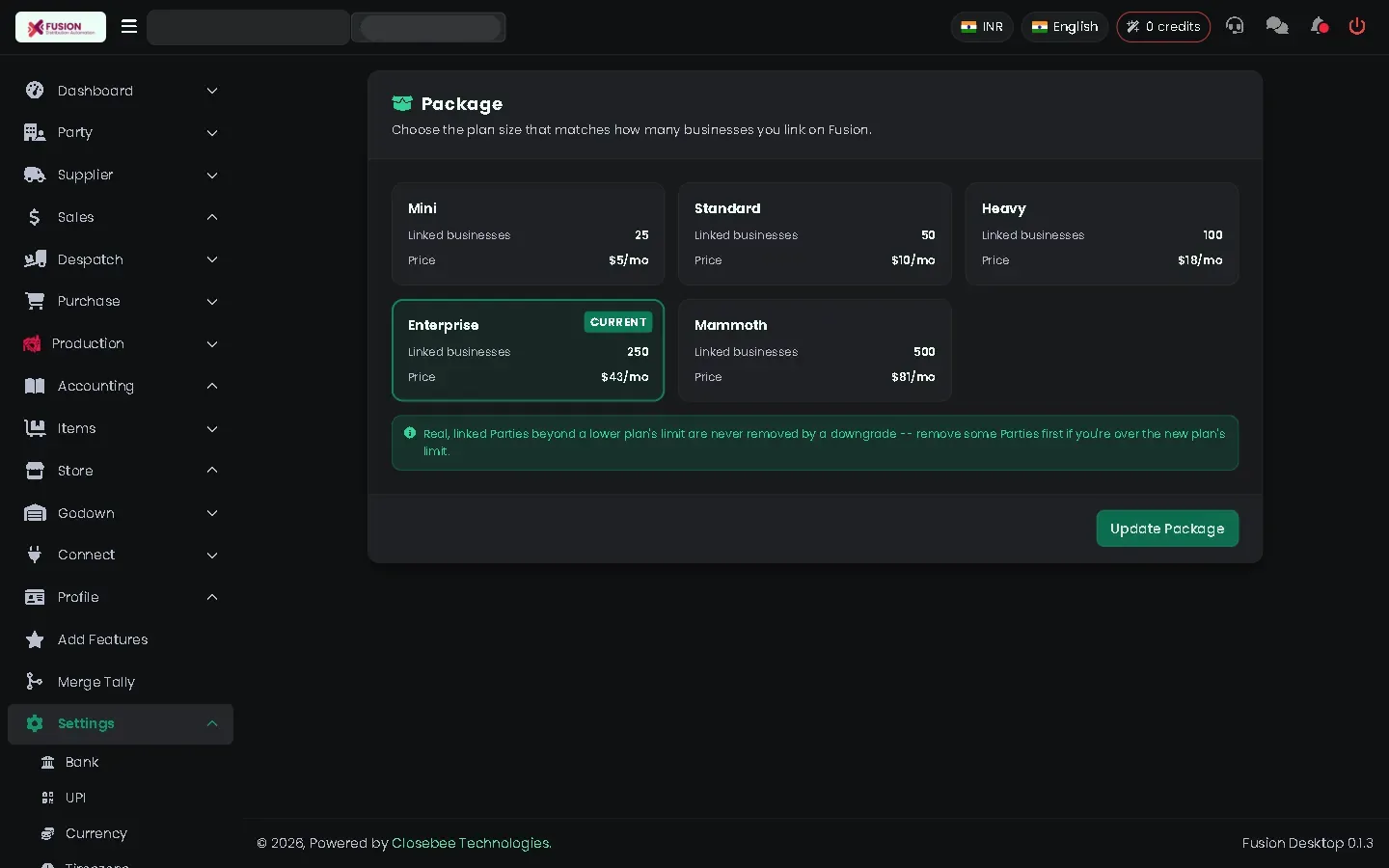 Package page