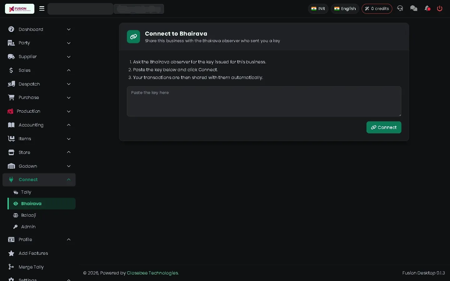 Connect Bhairava page with a key box